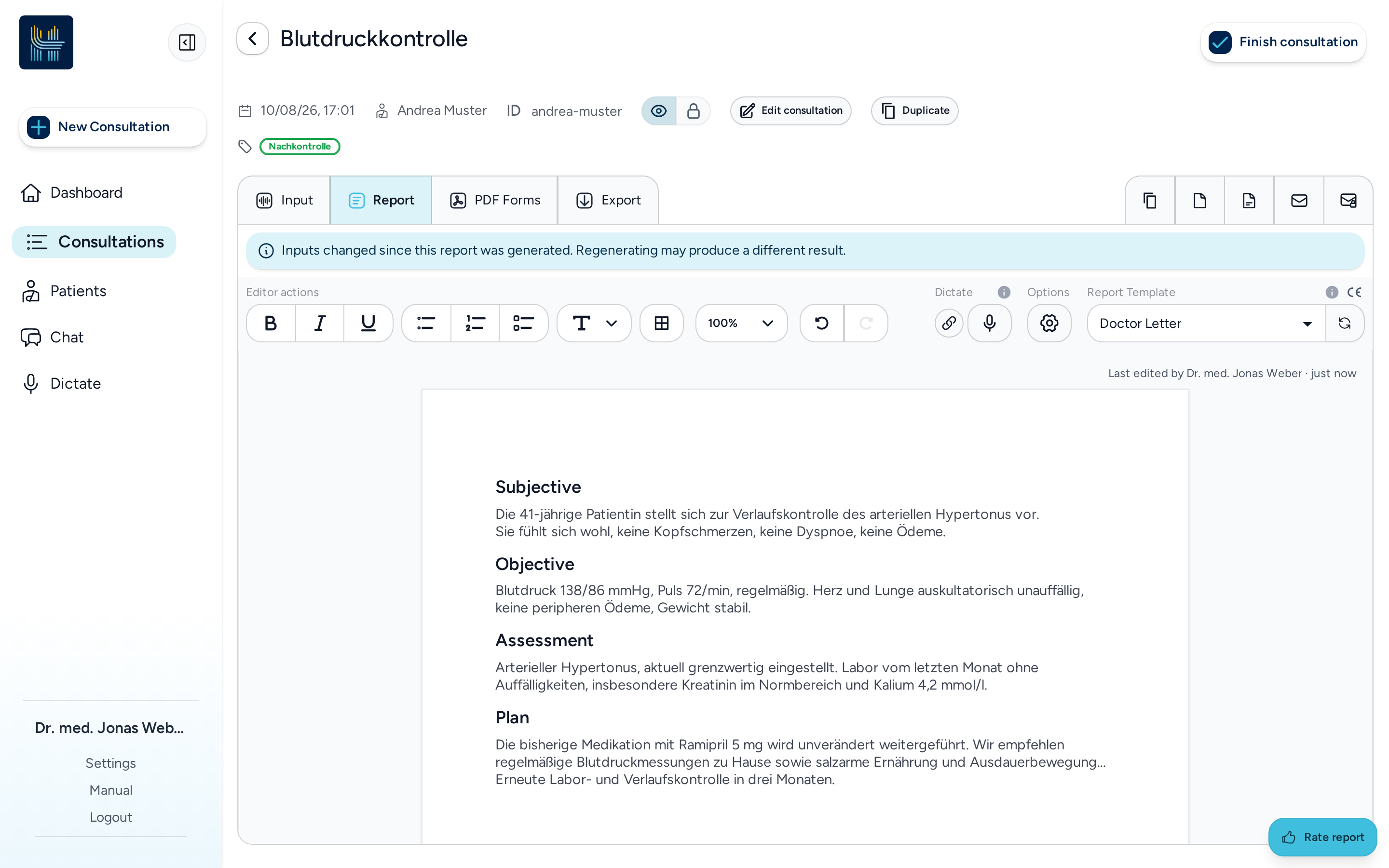 Report status: last edit and changed inputs