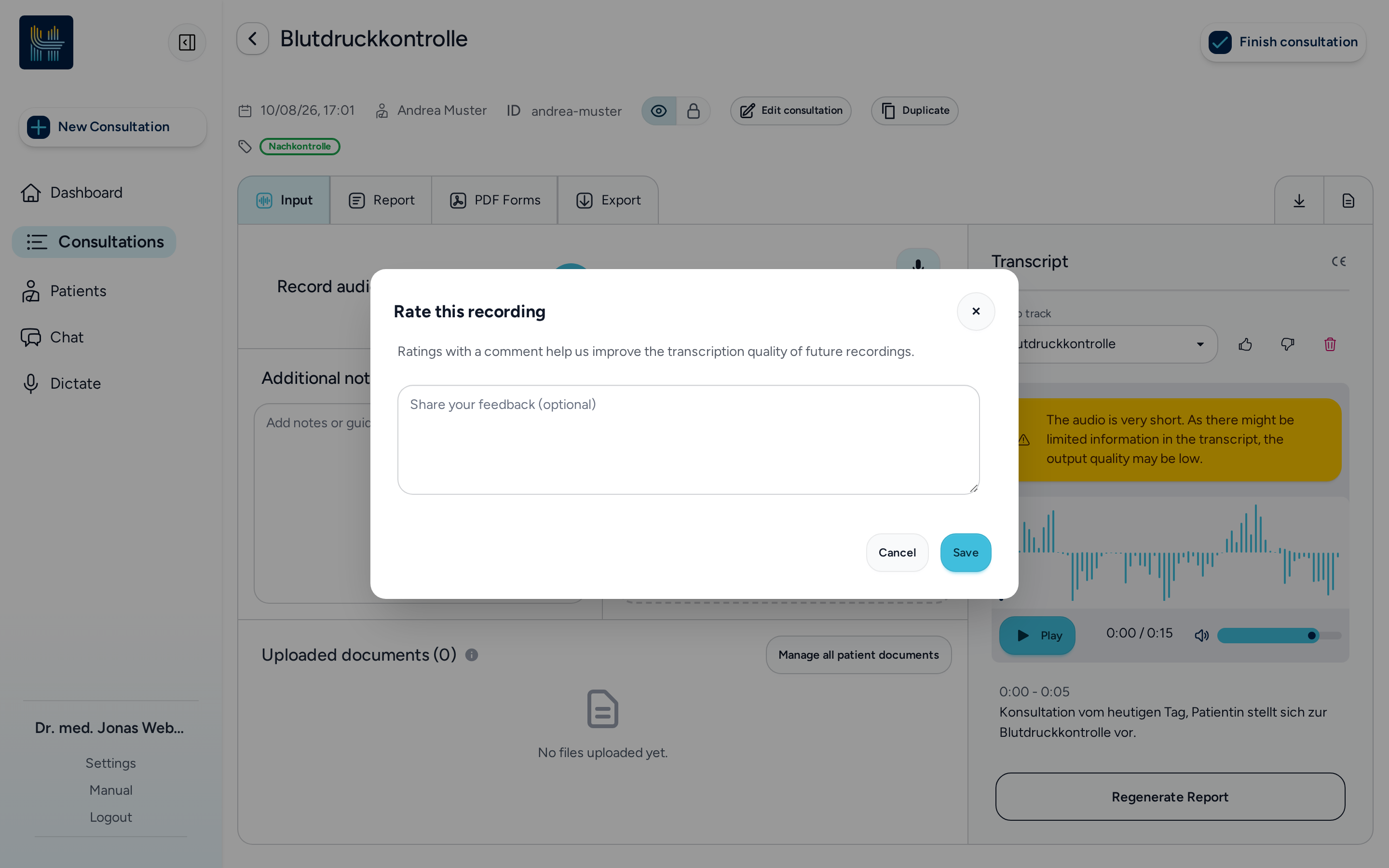 Rating a transcription
